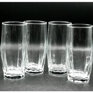 Vintage MCM Libbey Crisa Clear Beverage Glasses Ribbed Tumbler Glasses Set of 4